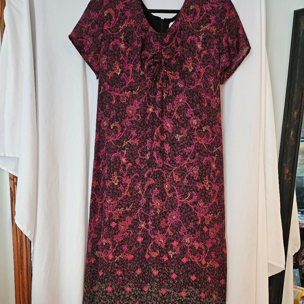 Emma & James Women Purple Polyester V-Neck Short Sleeve Long Maxi Dress Size 8‎